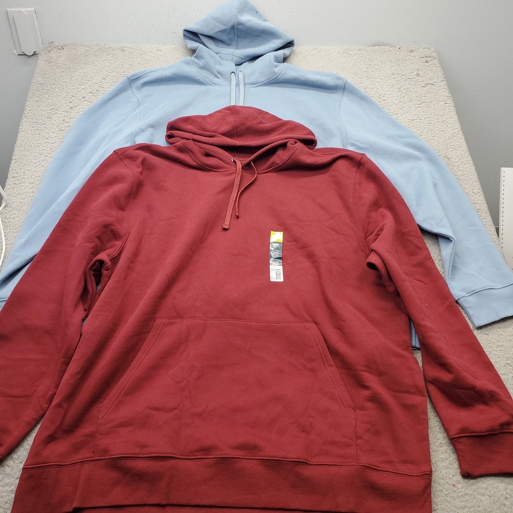 Lot of 2 Tek Gear Ultrasoft Fleece Hoodie Men 2XB Multi Kangaroo Pocket Pullover